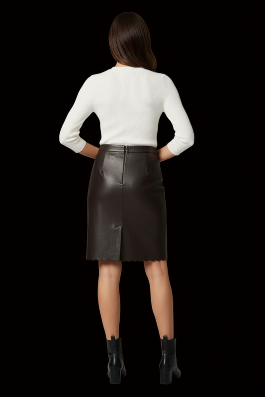 Alaïa — Black Leather Pencil Skirt — detail view