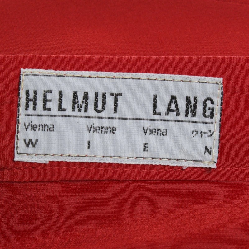 Helmut Lang red silk skirt pleating detail — Laura Messerschmitt Berlin