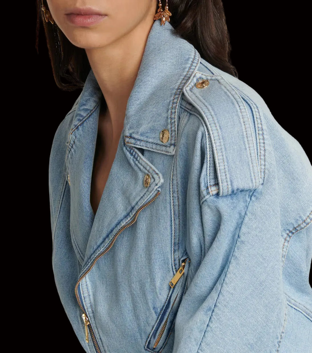 Alexandre Vauthier denim biker mini dress side detail