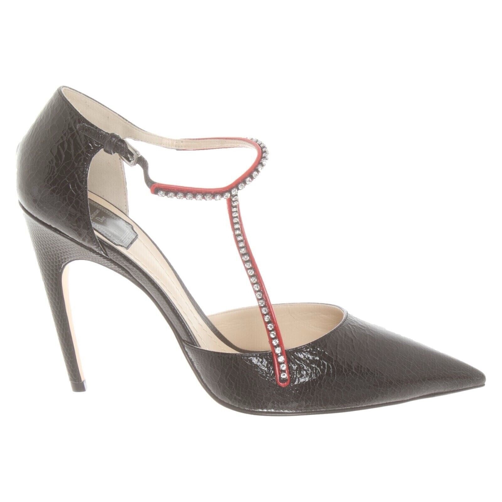 Christian Dior black patent leather peep-toe pumps — view 1
