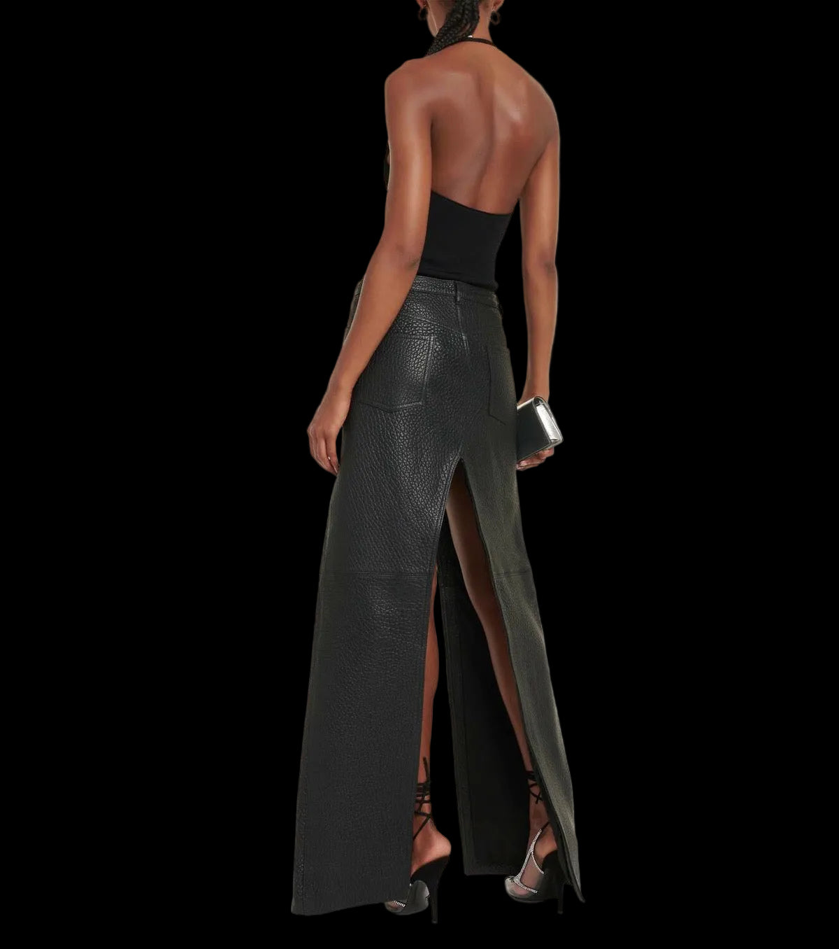 David Koma textured-leather maxi skirt — cropped detail