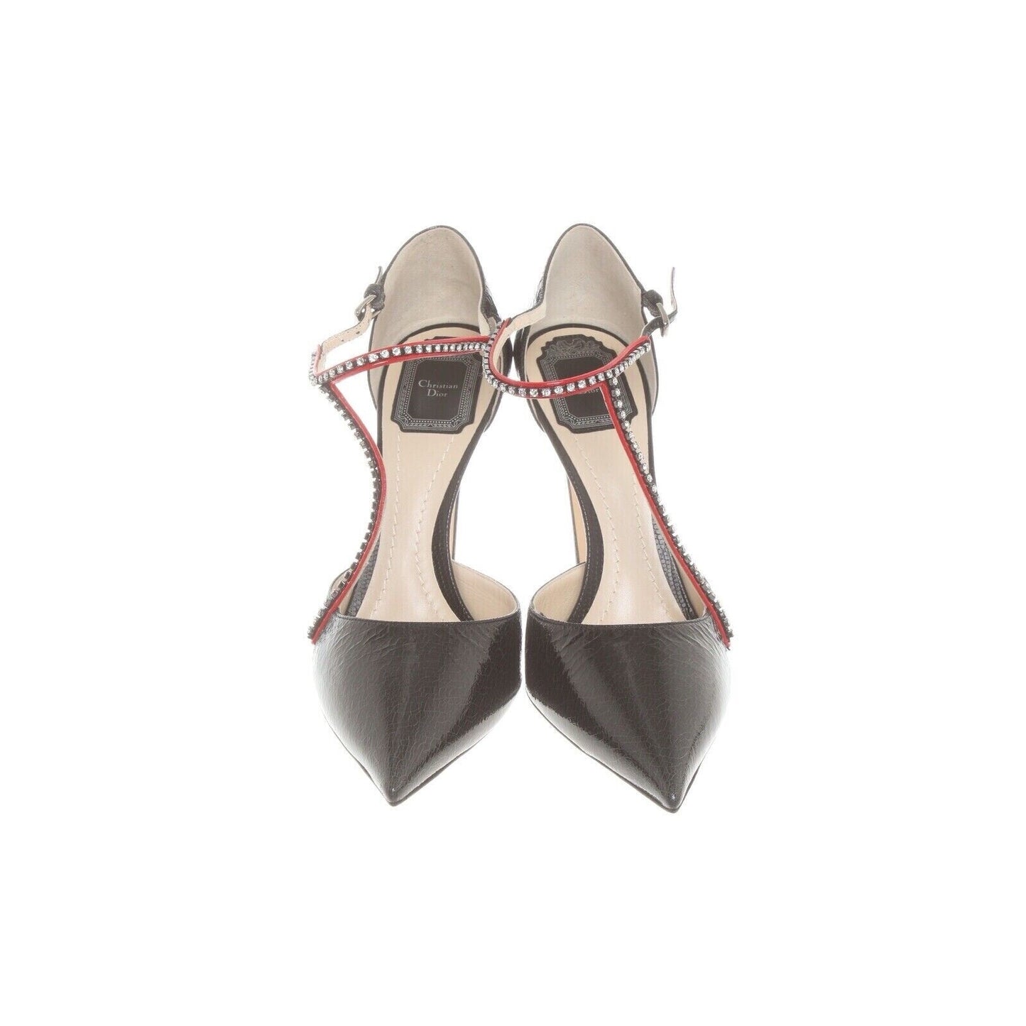Christian Dior black patent leather peep-toe pumps — view 3