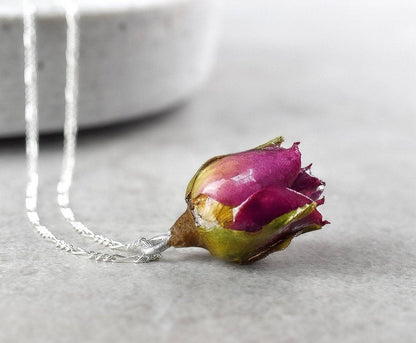 Echte Rose Anhänger mit 925 Sterling Silberkette - Botan
