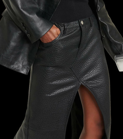 David Koma textured-leather maxi skirt — hip and pocket detail