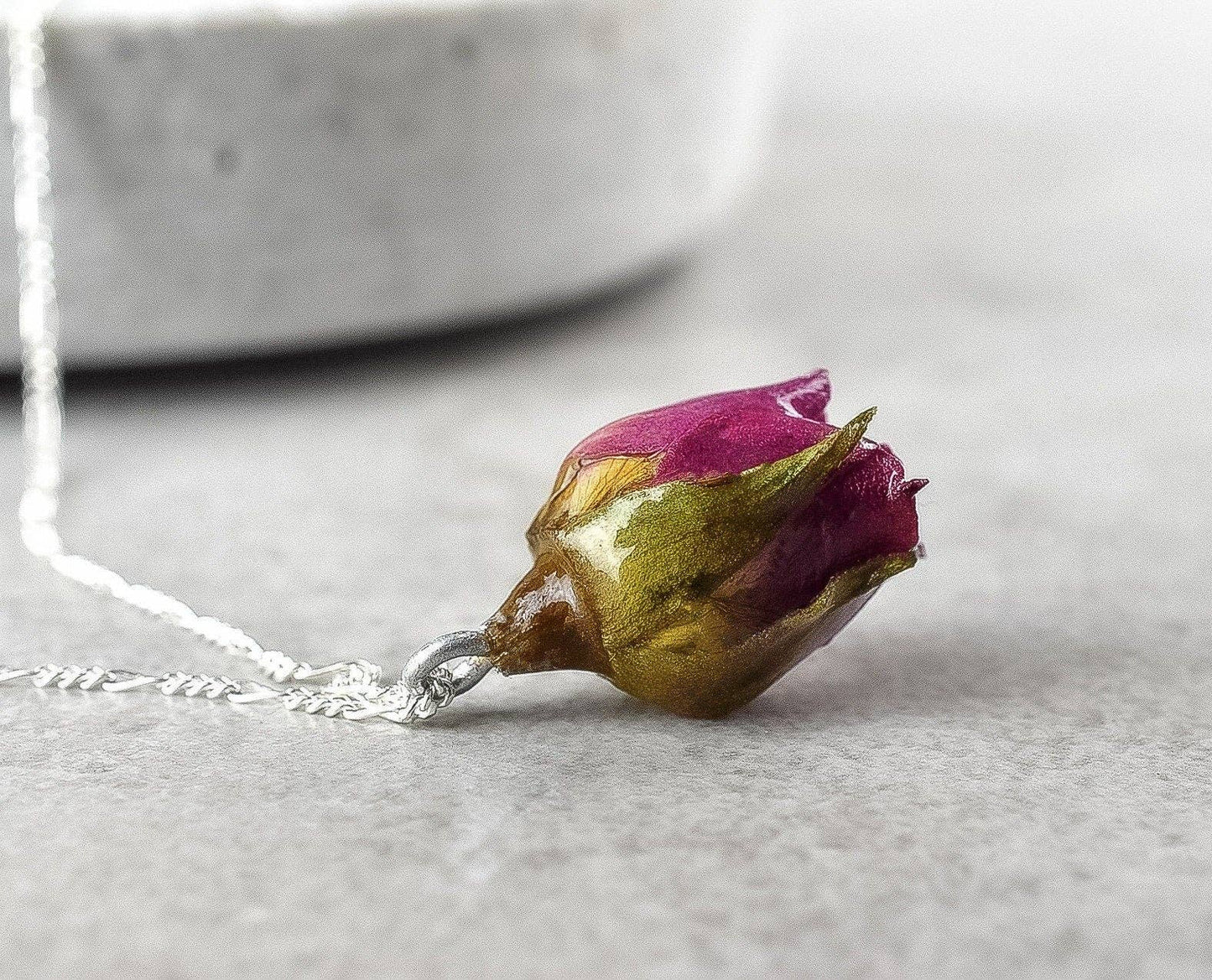 Echte Rose Anhänger mit 925 Sterling Silberkette - Botan