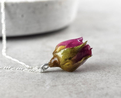 Echte Rose Anhänger mit 925 Sterling Silberkette - Botan