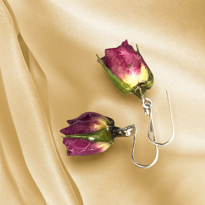 Real Mini Rose Earrings – 925 Sterling Silver