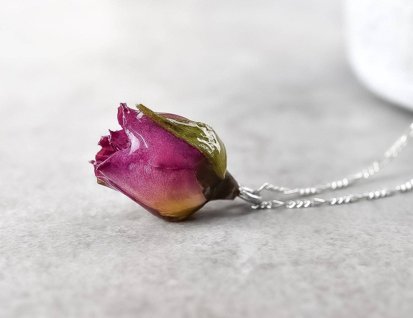Echte Rose Anhänger mit 925 Sterling Silberkette - Botan