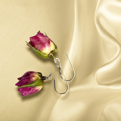 Real Mini Rose Earrings – 925 Sterling Silver