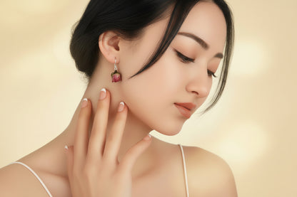 Real Mini Rose Earrings – 925 Sterling Silver