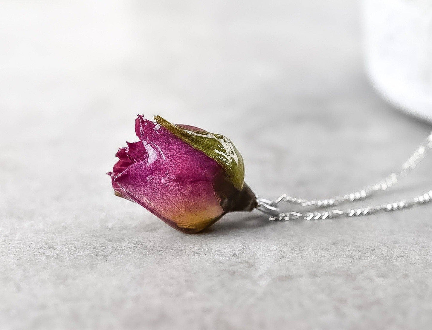 Echte Rose Anhänger mit 925 Sterling Silberkette - Botan