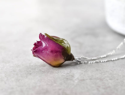 Echte Rose Anhänger mit 925 Sterling Silberkette - Botan