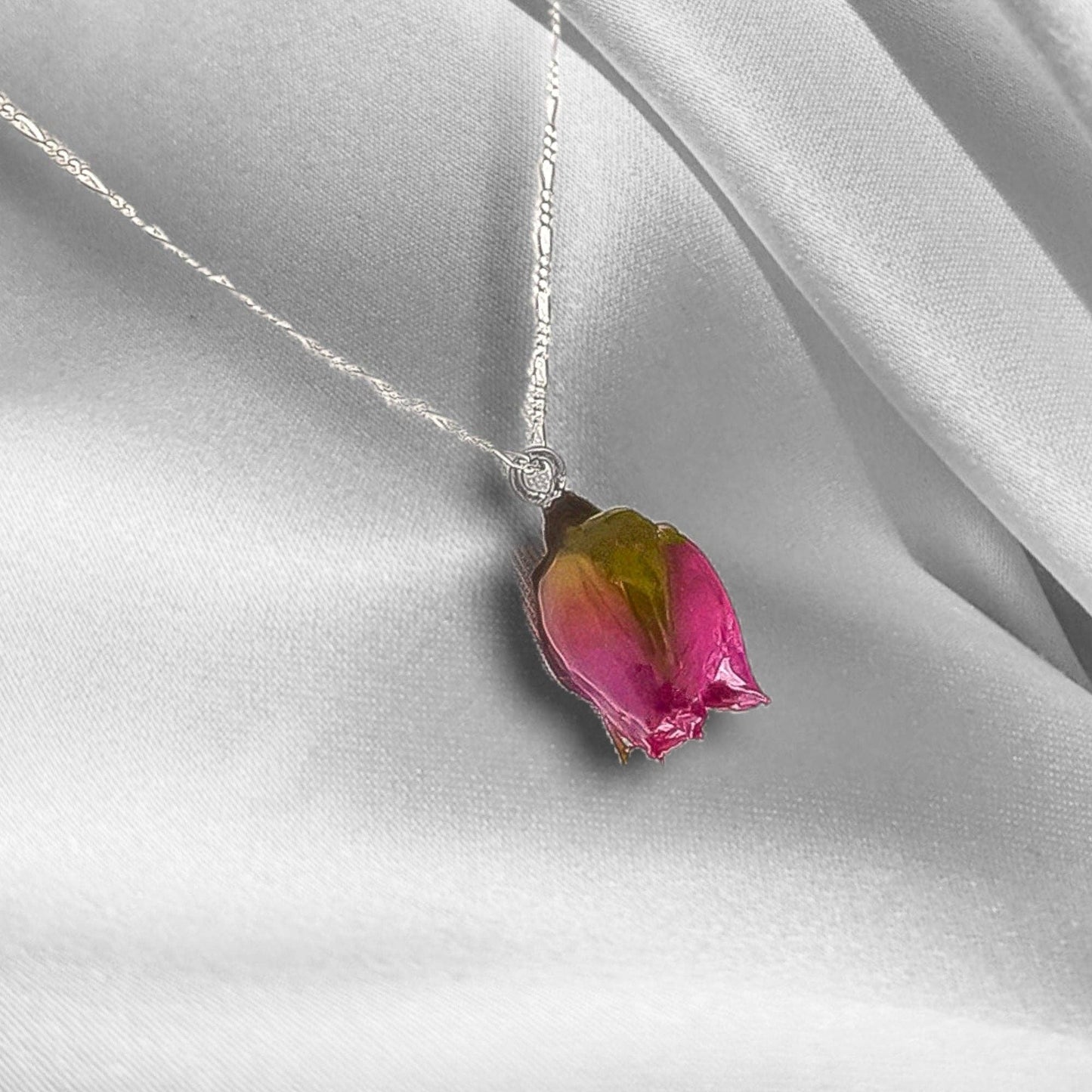 Echte Rose Anhänger mit 925 Sterling Silberkette - Botan