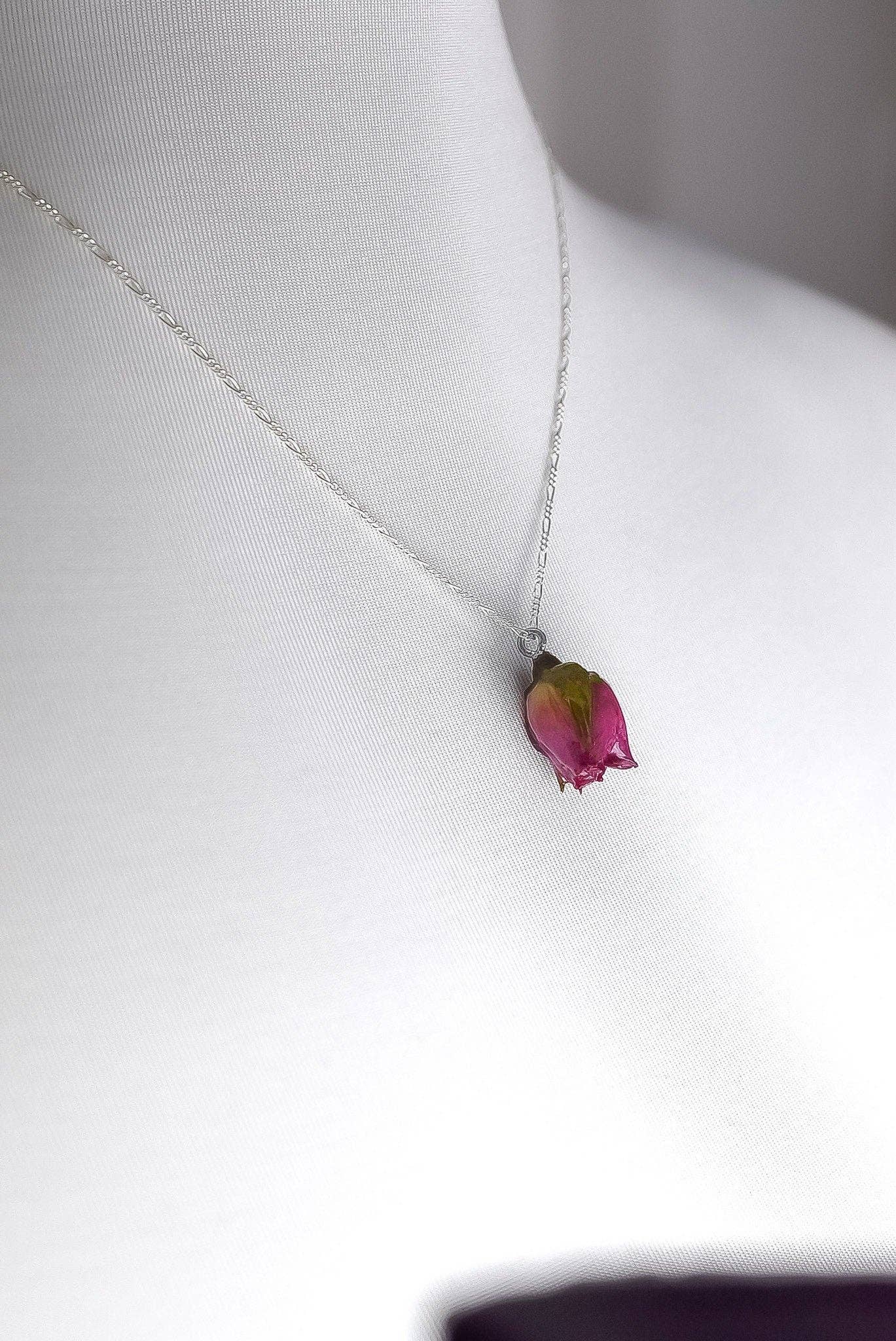 Echte Rose Anhänger mit 925 Sterling Silberkette - Botan