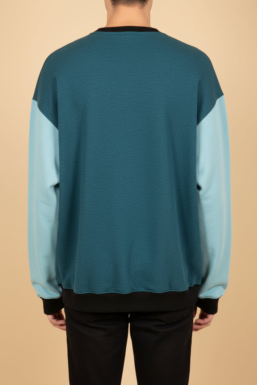 Handmade in Berlin – One-of-a-Kind Sweater – Size L – Pink, Blue & Black