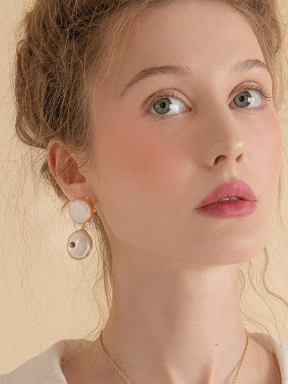 Rebel Rebel Pearl & Blue Sapphire Statement Earrings – 18K Gold-Plated Silver