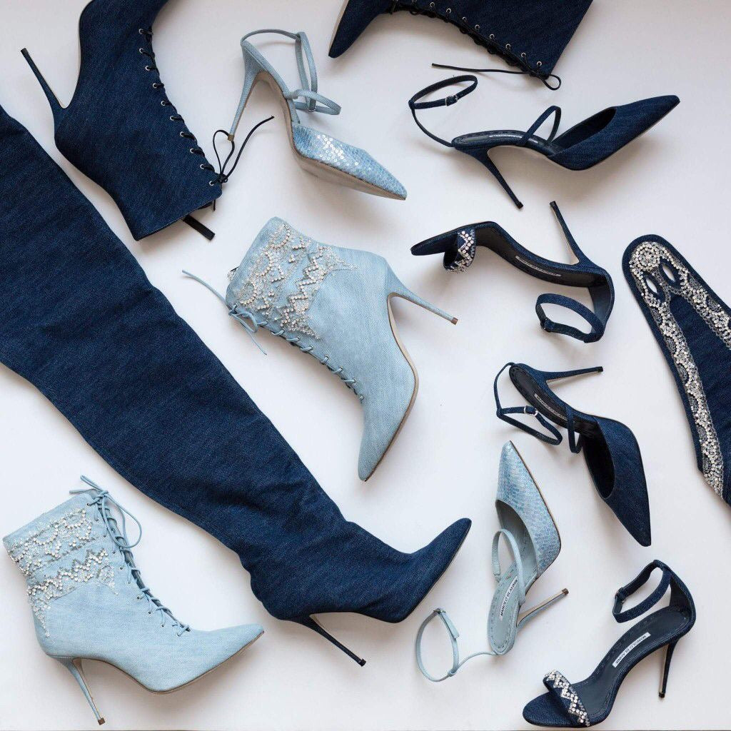 Manolo Blahnik x Rihanna “Dancehall Cowgirl Denim” – Size 39.5 – Blue