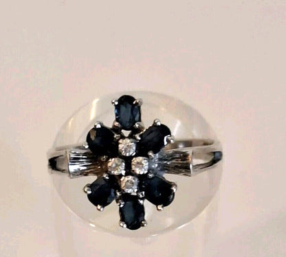 925 Sterling Silver Ring – Blue &amp; White Sapphires