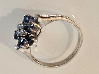 925 Sterling Silver Ring – Blue &amp; White Sapphires