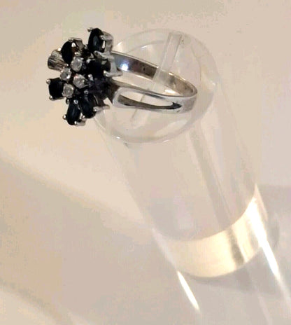 925 Sterling Silver Ring – Blue &amp; White Sapphires