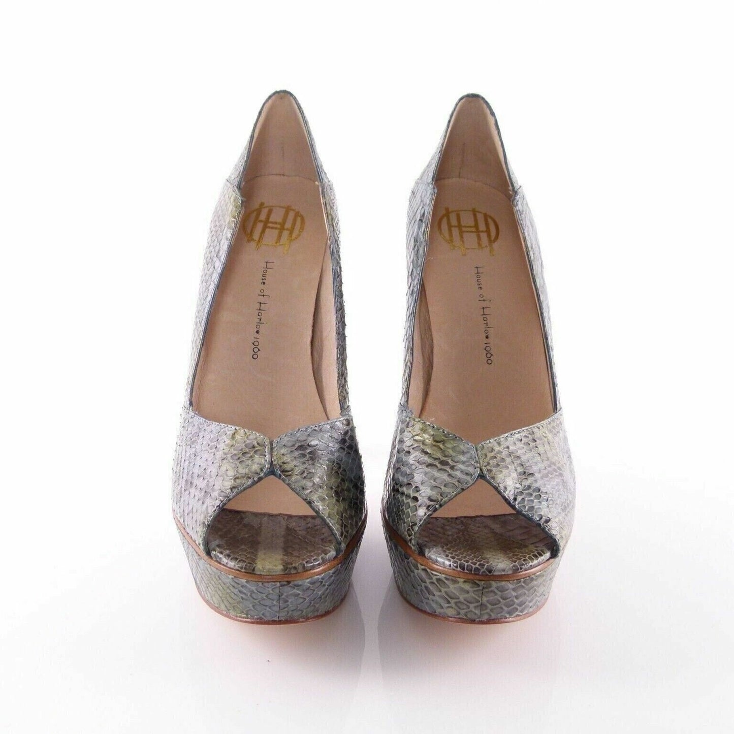 House of Harlow 1960 Pumps – Size 39.5 – Blue Python Print – Leather –