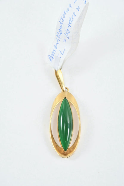 Kordes & Lichtenfels Pendant – Gold-Plated – Green Jade – Marked