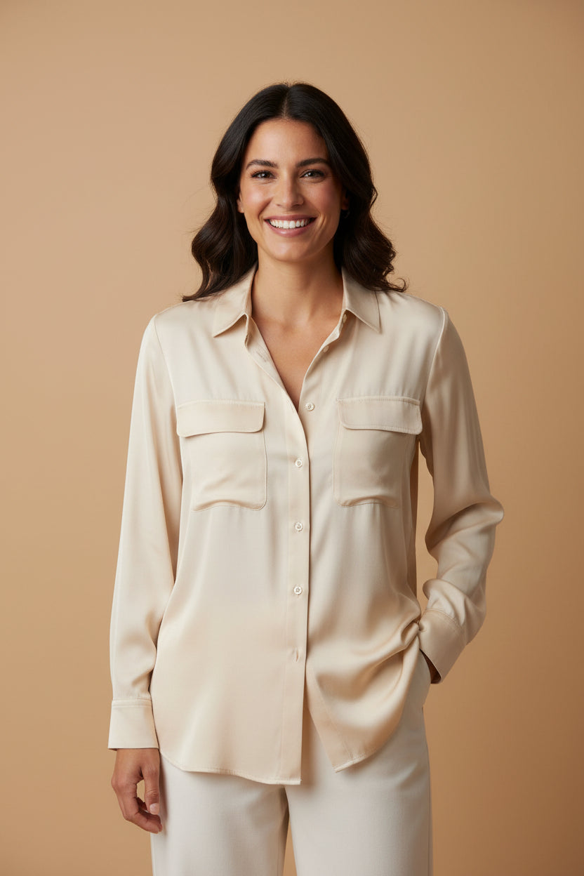 Oui – Elegant Cream Blouse – Size S –