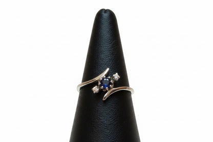 Sapphire & Diamond Ring – 14K White Gold 585 – Size 49 – Vintage / Pre-Owned
