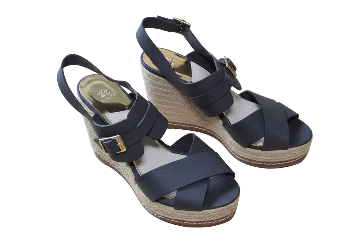 Navyboot – Grey Leather Wedge Sandals – EU 40 – 10 cm Heel