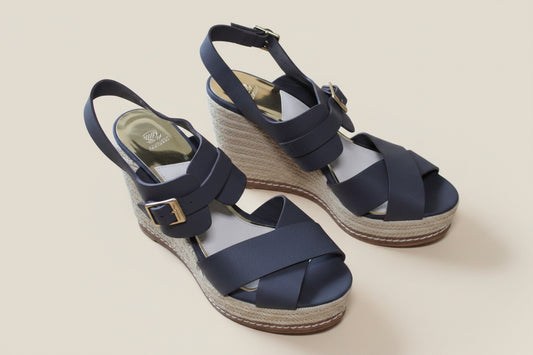 Navyboot – Grey Leather Wedge Sandals – EU 40 – 10 cm Heel