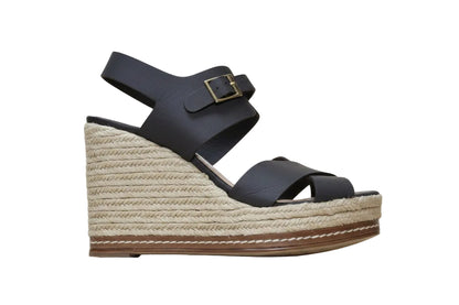 Navyboot – Grey Leather Wedge Sandals – EU 40 – 10 cm Heel