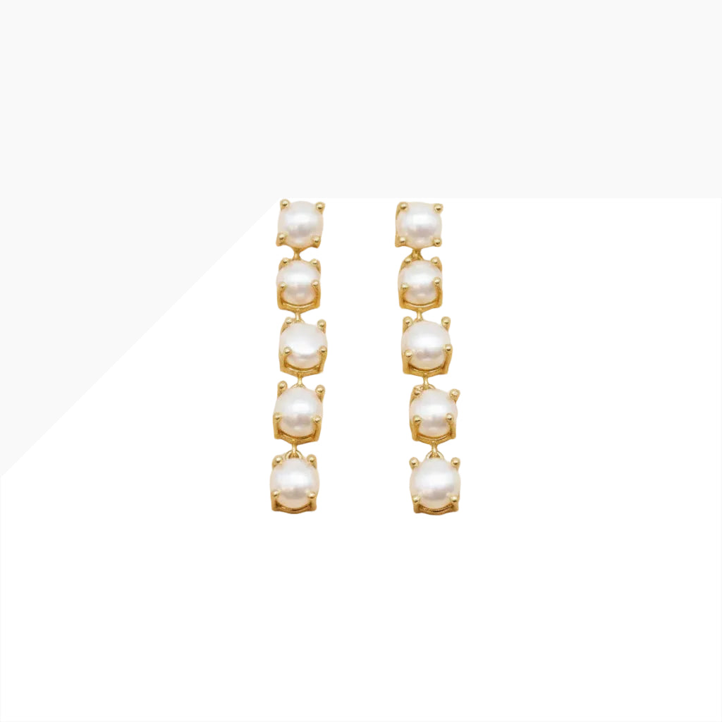 NIIKI Paris – Pearl & Semi-Precious Stone Earrings – Gold & White – Made in France
