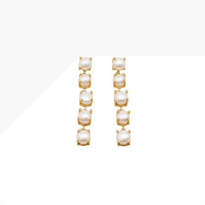 NIIKI Paris – Pearl & Semi-Precious Stone Earrings – Gold & White – Made in France