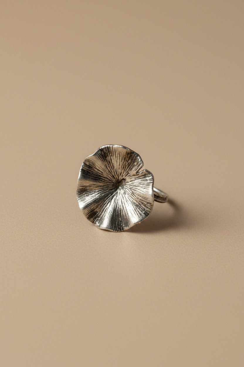 925 Sterling Silver Ginkgo Leaf Ring