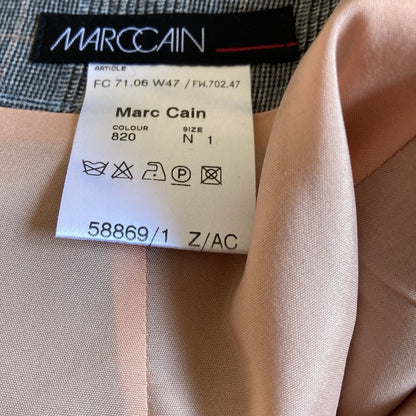 Marc Cain Wool Skirt – Size 1 / 34 – Grey &amp; Pink Check – 100% Virgin Wool