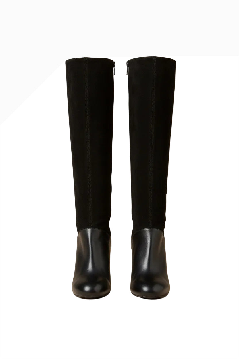Stefanel 70s-Style Boots – Black Suede Leather