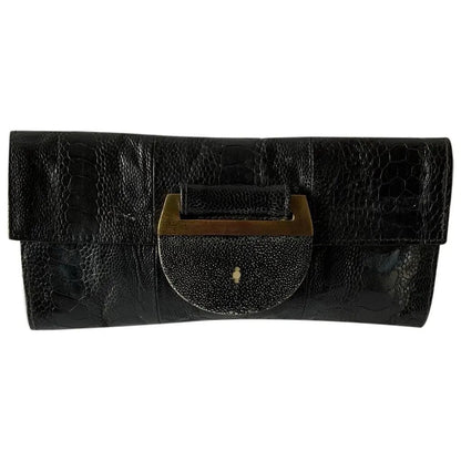 R+Y Augousti – Exotic Leather Clutch aus Rochenleder und Gold