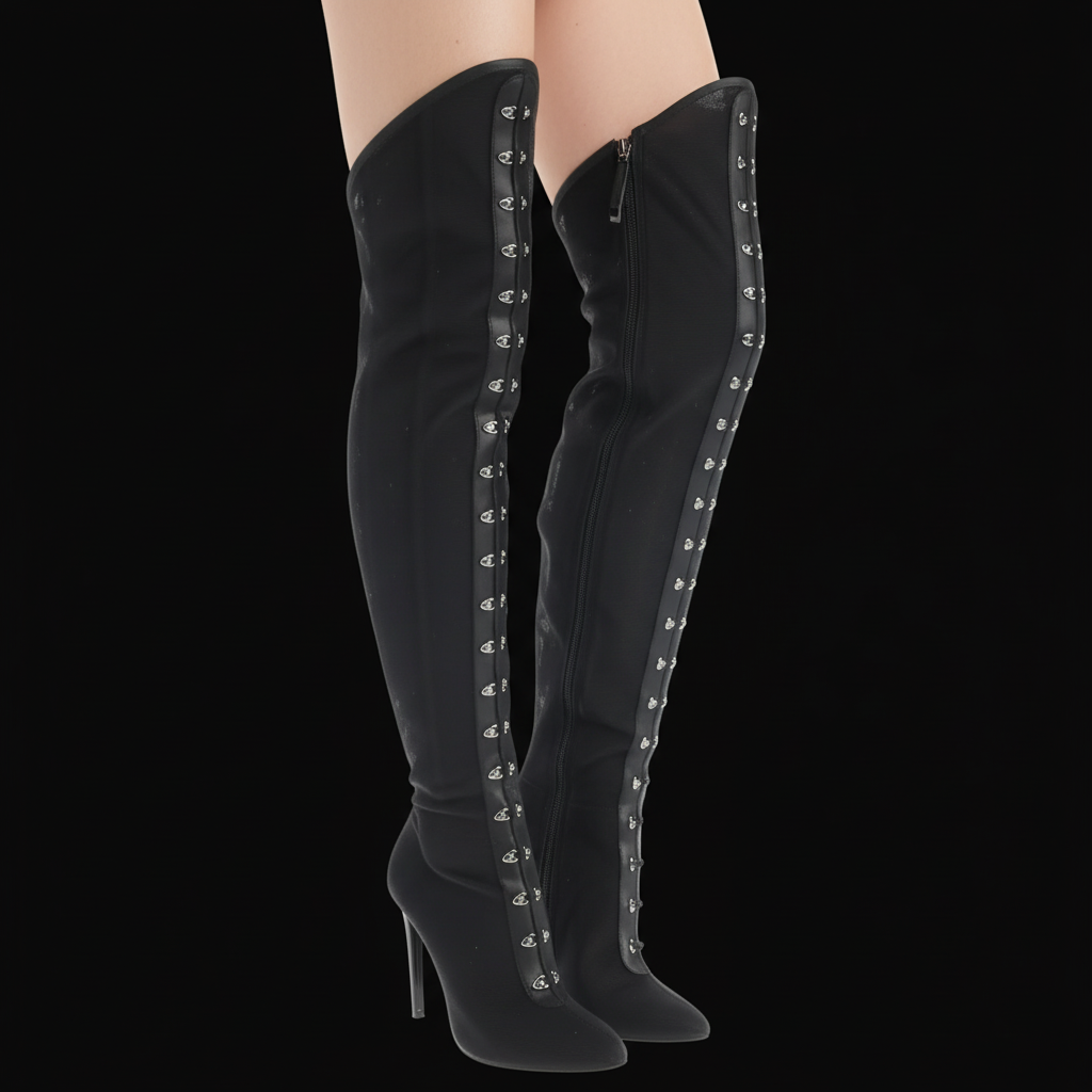 Giuseppe Zanotti black over-the-knee boots — rent from Laura Messerschmitt, Berlin stylist