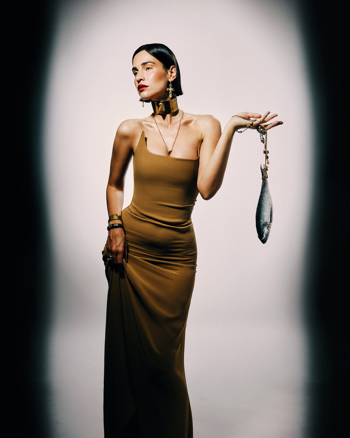 Niiki Paris — Cross Pendant Necklace with Semi-Precious Stones