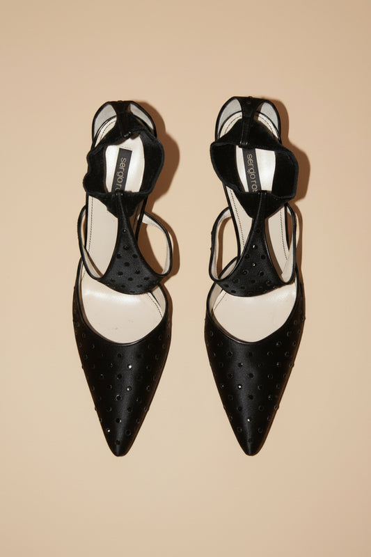 Sergio Rossi Black Velvet  Sequin Pumps – New in Box – EU 40.5
