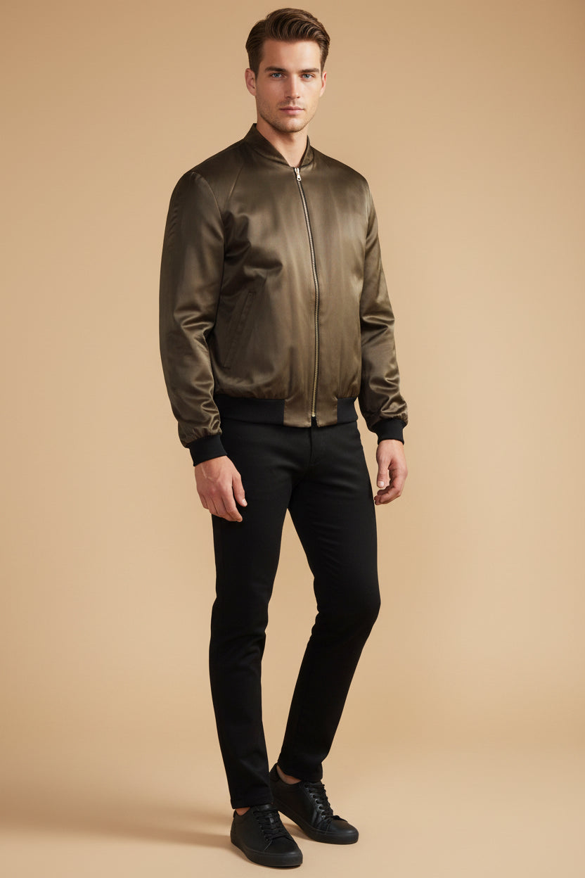 THIMMHOTH Couture Reversible Silk Bomber Jacket – Green – Size S (Unisex)