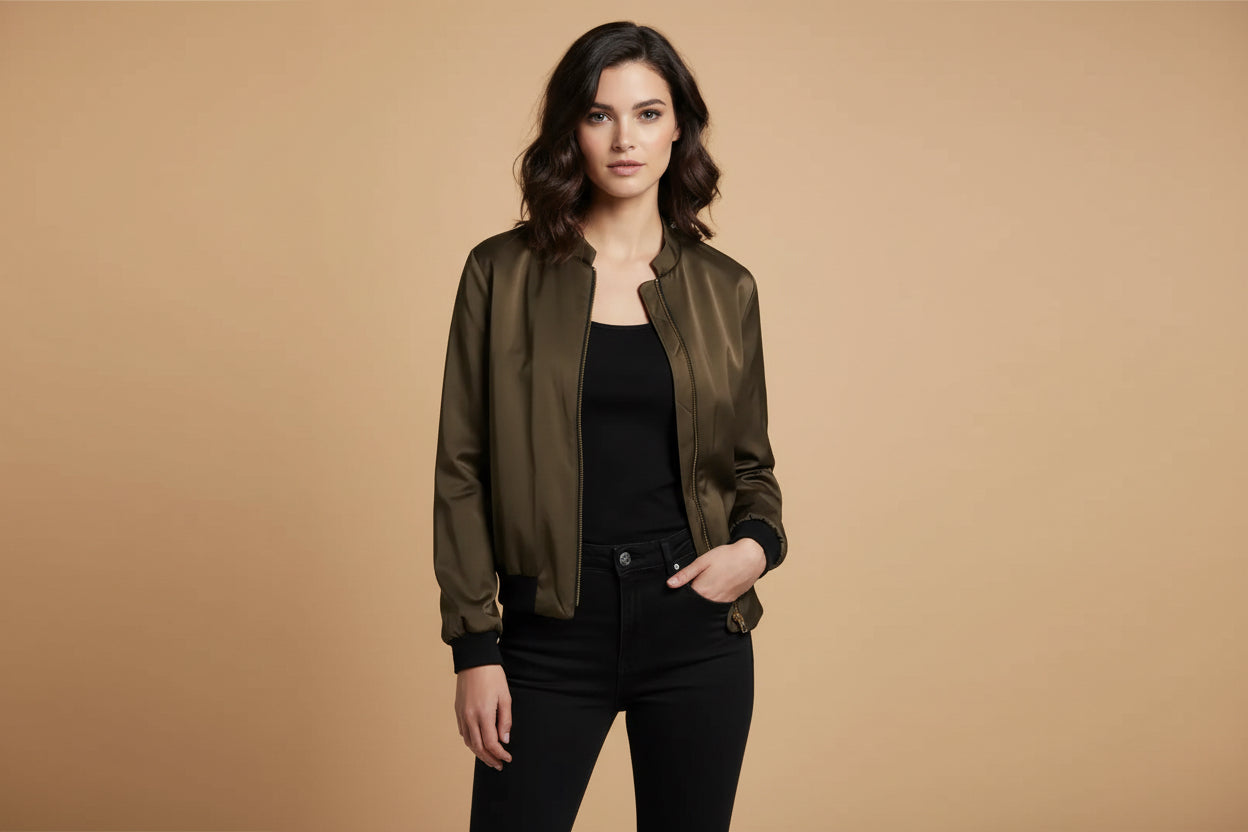 THIMMHOTH Couture Reversible Silk Bomber Jacket – Green – Size S (Unisex)