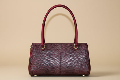 Jil Sander Vintage Handbag | 2002 Collection | Bordeaux | Python-Embossed Leather & Satin | Designer Bag