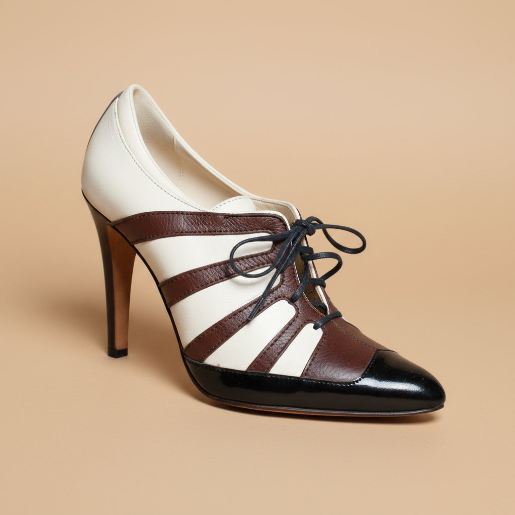 Manolo Blahnik — Tricolor Lace-Up Ankle Booties Size 40
