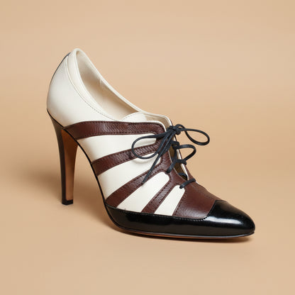 Manolo Blahnik — Tricolor Lace-Up Ankle Booties Size 40