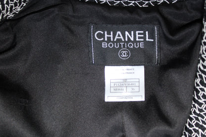Chanel Boutique Double-Breasted Knit Blazer – Black &amp; White – Vintage – FR 36