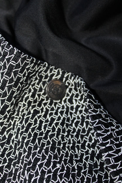 Chanel Boutique Double-Breasted Knit Blazer – Black &amp; White – Vintage – FR 36