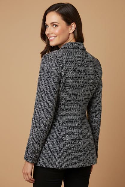 Chanel Boutique Double-Breasted Knit Blazer – Black &amp; White – Vintage – FR 36