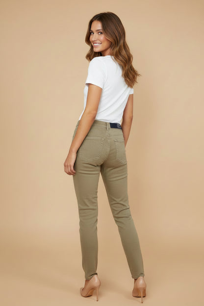PINKO Jeans– Khaki Green – Pearl Embellishments – Size 38 / M