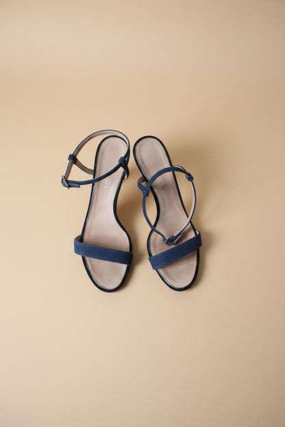 Chanel Camellia Heel Sandals – Denim-Weave Straps – Size EU 40